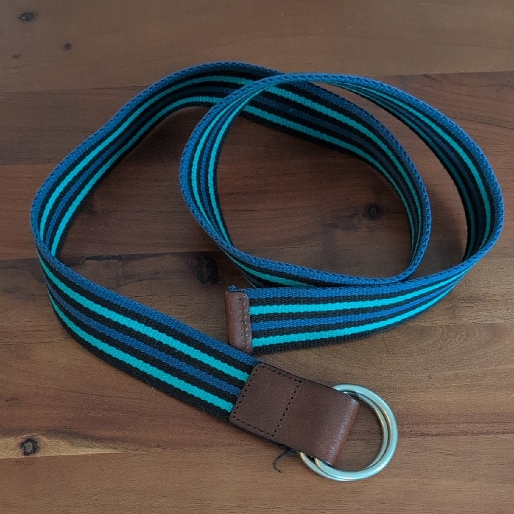 Urban Outfitters Stylish Striped Acrylic & Leather Belt with Silver Ring